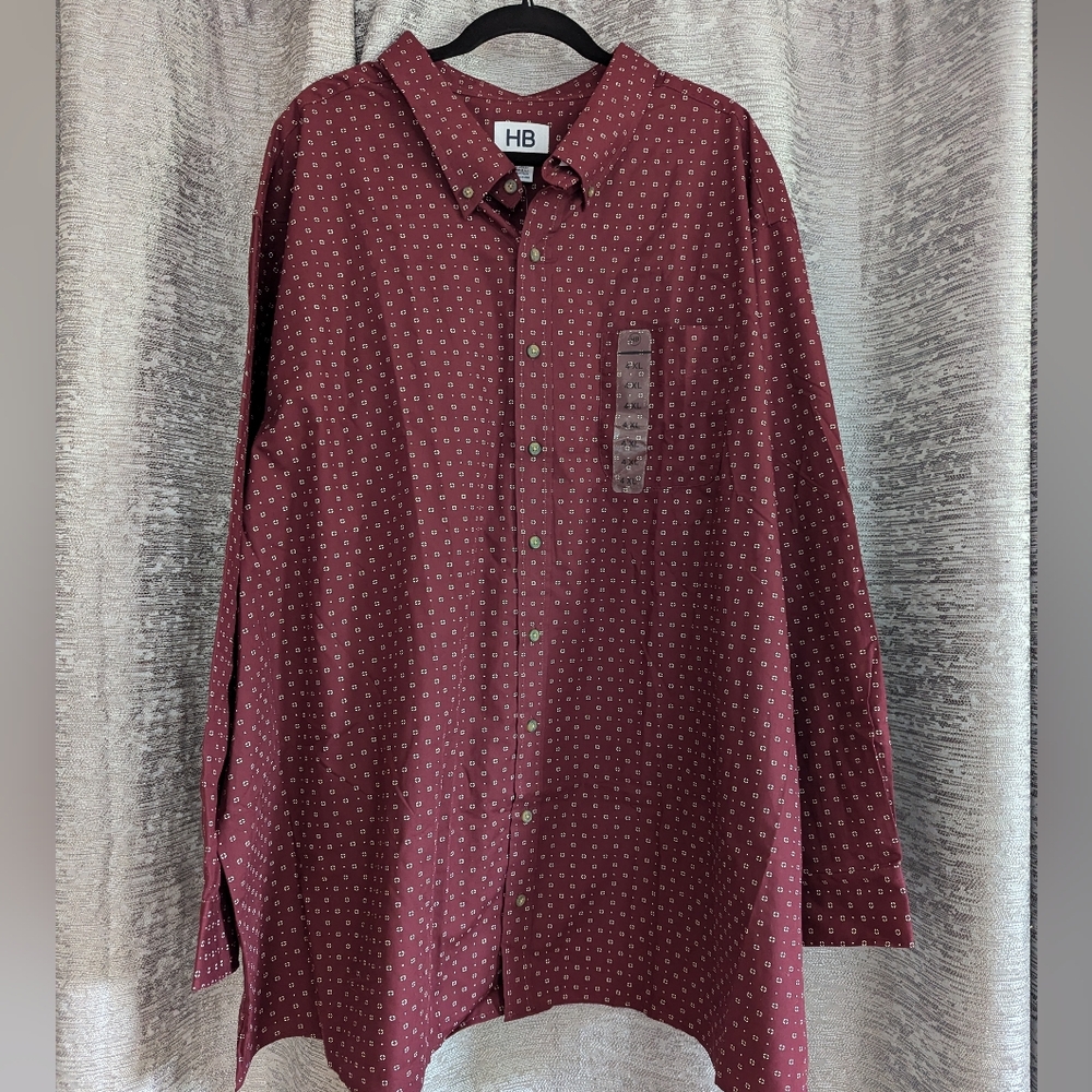 DXL HB Men's Dress Shirt Maroon (4XL)